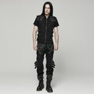 PUNK RAVE Men's Punk Stand Collar Strap Vest