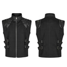 PUNK RAVE Men's Punk Stand Collar Strap Vest