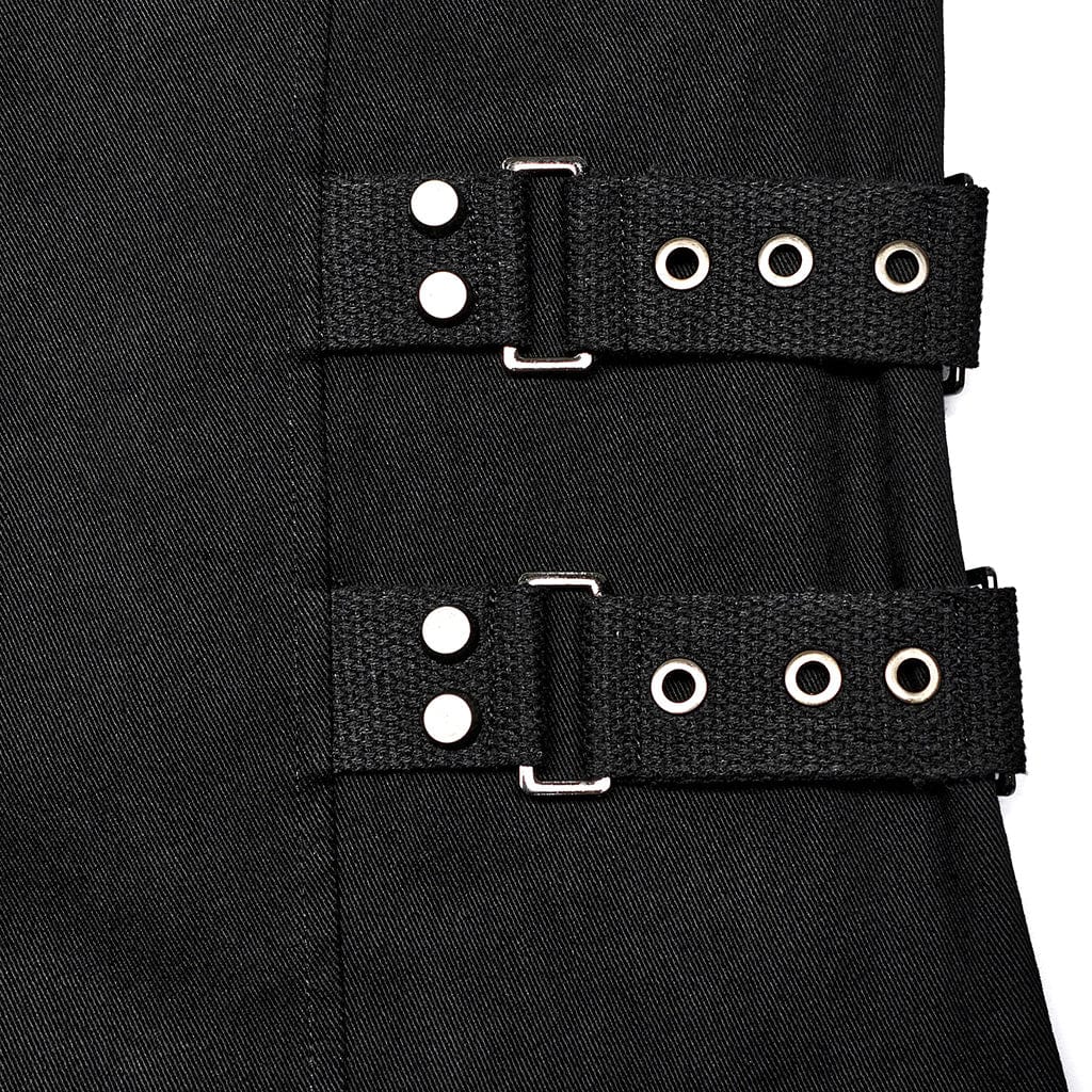 PUNK RAVE Men's Punk Stand Collar Strap Vest