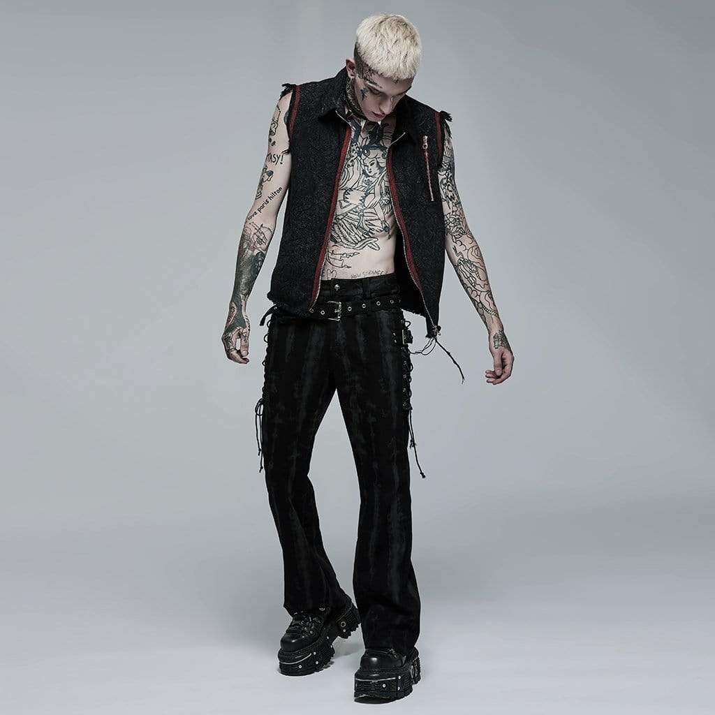 Punk Rave Men's Punk Strappy Buckles Flared Pants