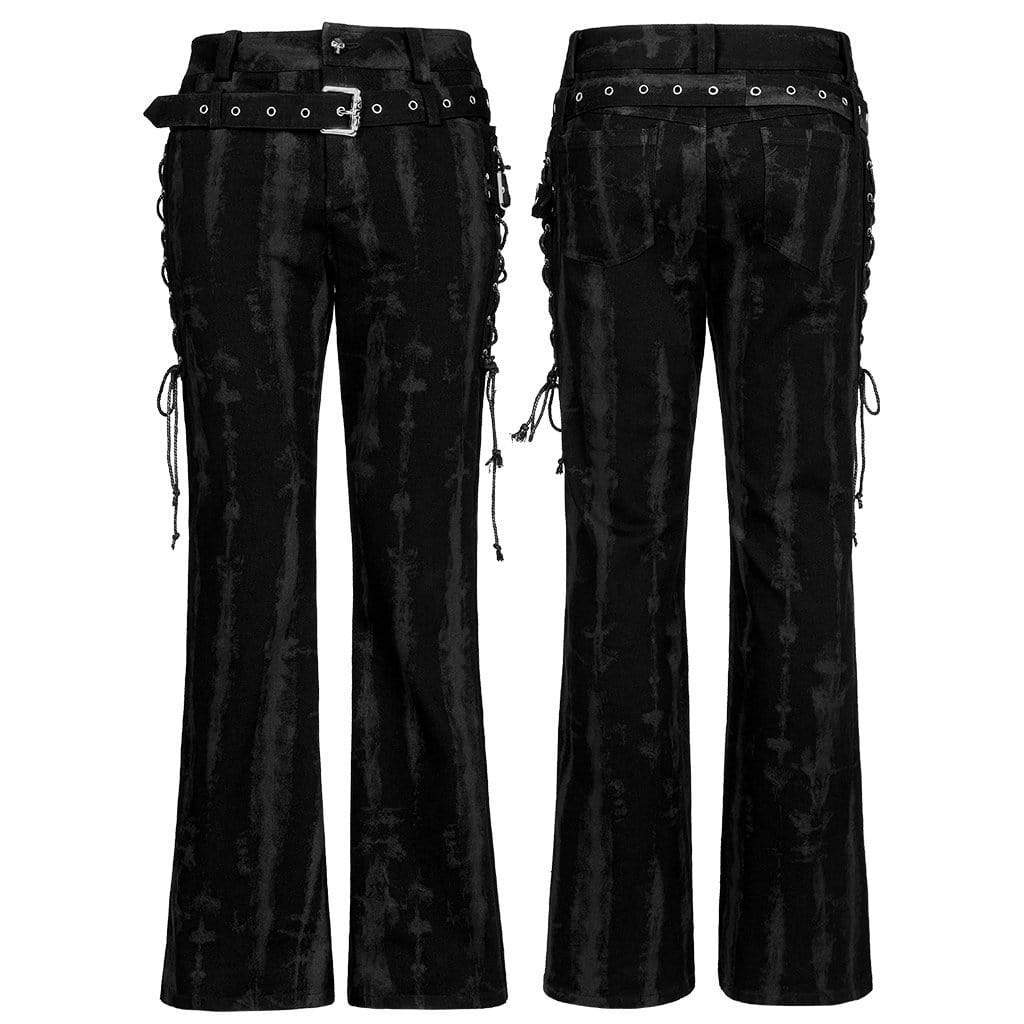 Punk Rave Men's Punk Strappy Buckles Flared Pants