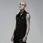 Punk Rave Men's Punk Turn-down Collar Unedged Waistcoat