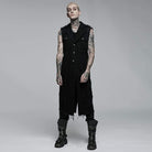 Punk Rave Men's Punk Unedged Ripped Long Waistcoat