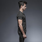 Men's Punk Zipper Lace Up T Shirt With Straps