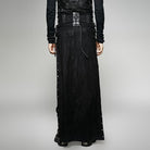 Men's Steampunk Buckle Up Side Slit Maxi Skirt