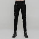 Men's Personality Distressed Mesh-paneled Skinny Trousers