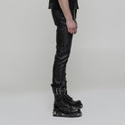 Men's Punk Ruched Faux Leather Skinny Trousers