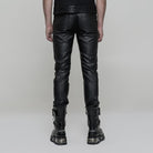 Men's Punk Ruched Faux Leather Skinny Trousers