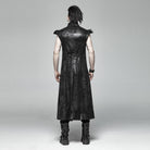 Men's Vintage Goth Faux Leather Stand Collar Angel's Wings Maxi Vest