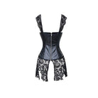 Plus Size Punk Lace Up Faux Leather Sheer Floral Lace Overbust Corsets