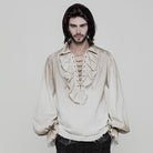 Punk Rave Men's Steampunk Ruched Lace-up Drawstring Long-Sleeve Shirt Y873