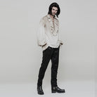 Punk Rave Men's Steampunk Ruched Lace-up Drawstring Long-Sleeve Shirt Y873