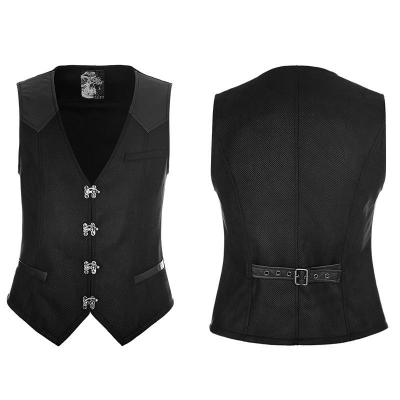 Punk Rave Men's Steampunk V-neck Metal Buckles Deco Waistcoat Vest Y862