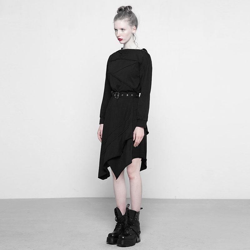 Women's Asymmetric Layered Punk Hooded Dress