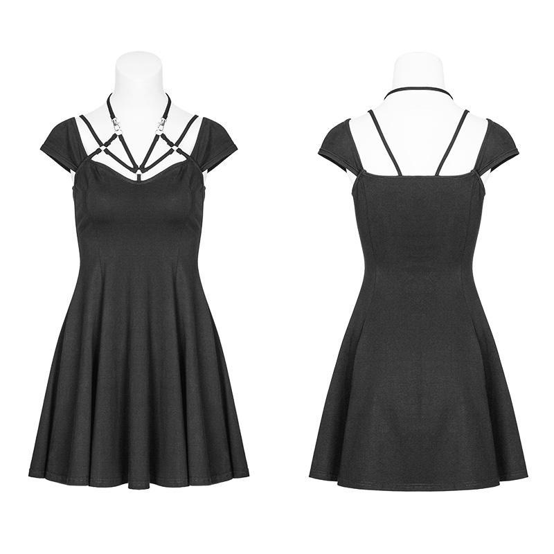 Women's Cap Sleeved Strappy Punk Dress