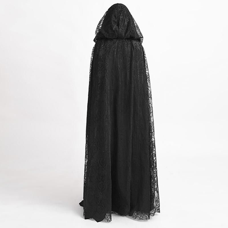 Women's Gothic Hooded Lace Long Witch Cloak Cape