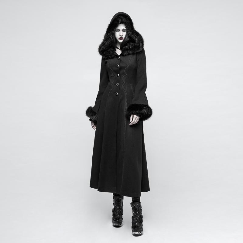 Women's Steampunk Hooded Maxi Coat