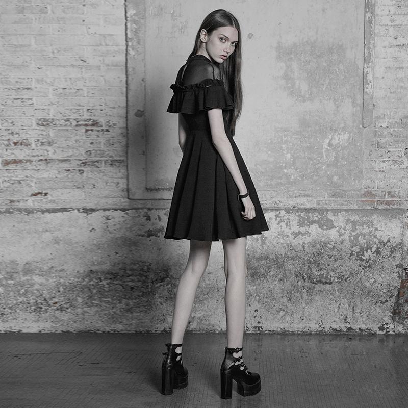 Women's Detachable Frill Short Punk Dress