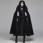 Women's Goth Embroideried Woolen Maxi Coat With Fur Collar