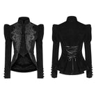 Women's Goth Floral Embroideried Puff Sleeved Velet Short Jackets