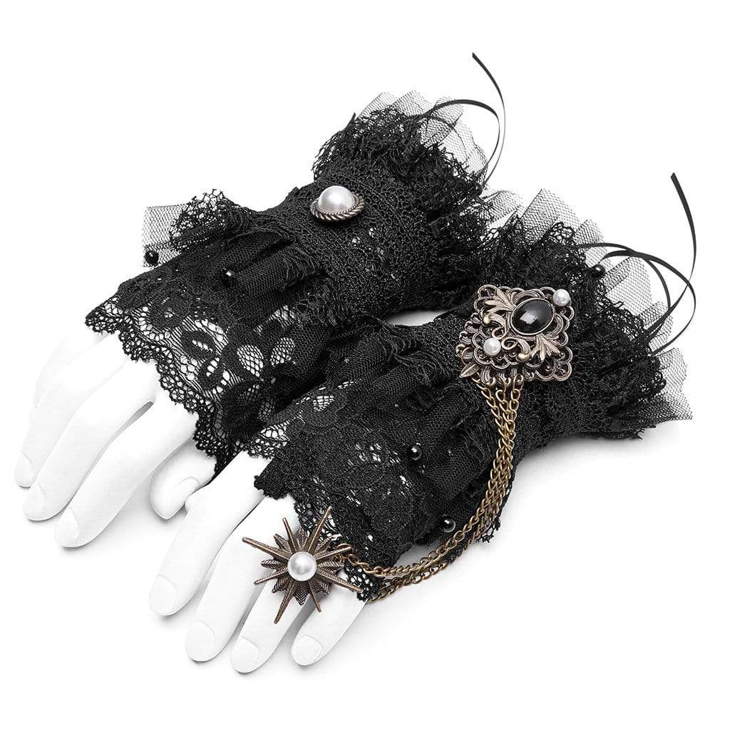 Women's Goth Gem Exaggerated Lace Gloves