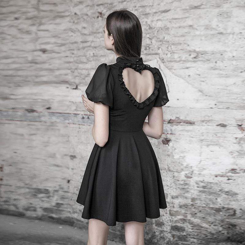 Women's Goth Heart Peakaboo Back Lolita Dress