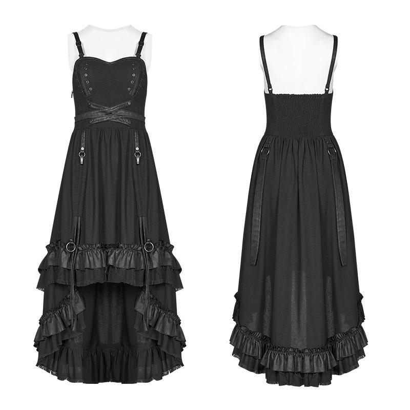 Women's Goth High Waist Pleated Slip Dress