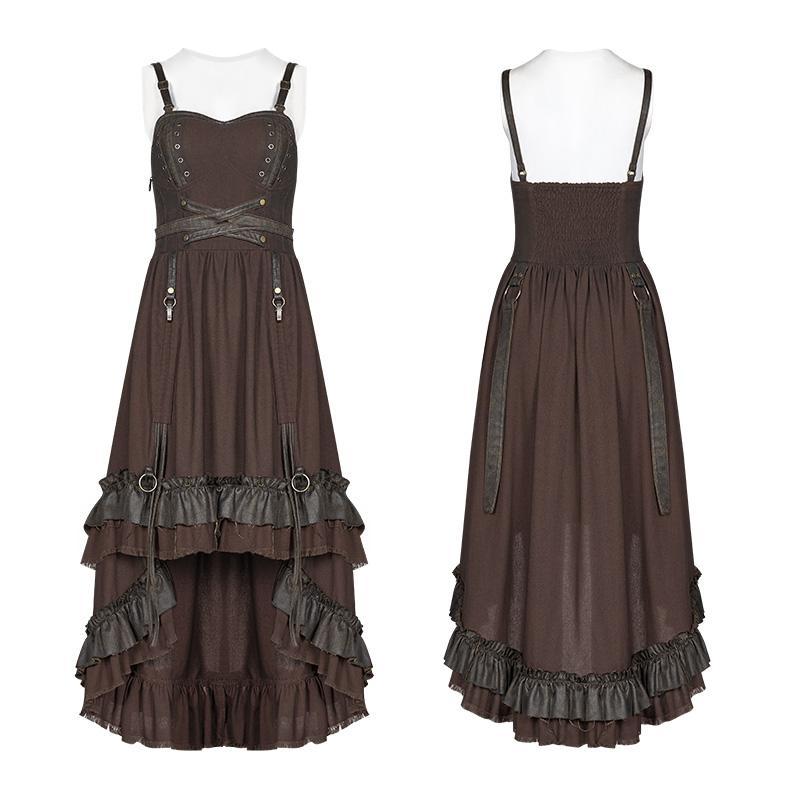 Women's Goth High Waist Pleated Slip Dress