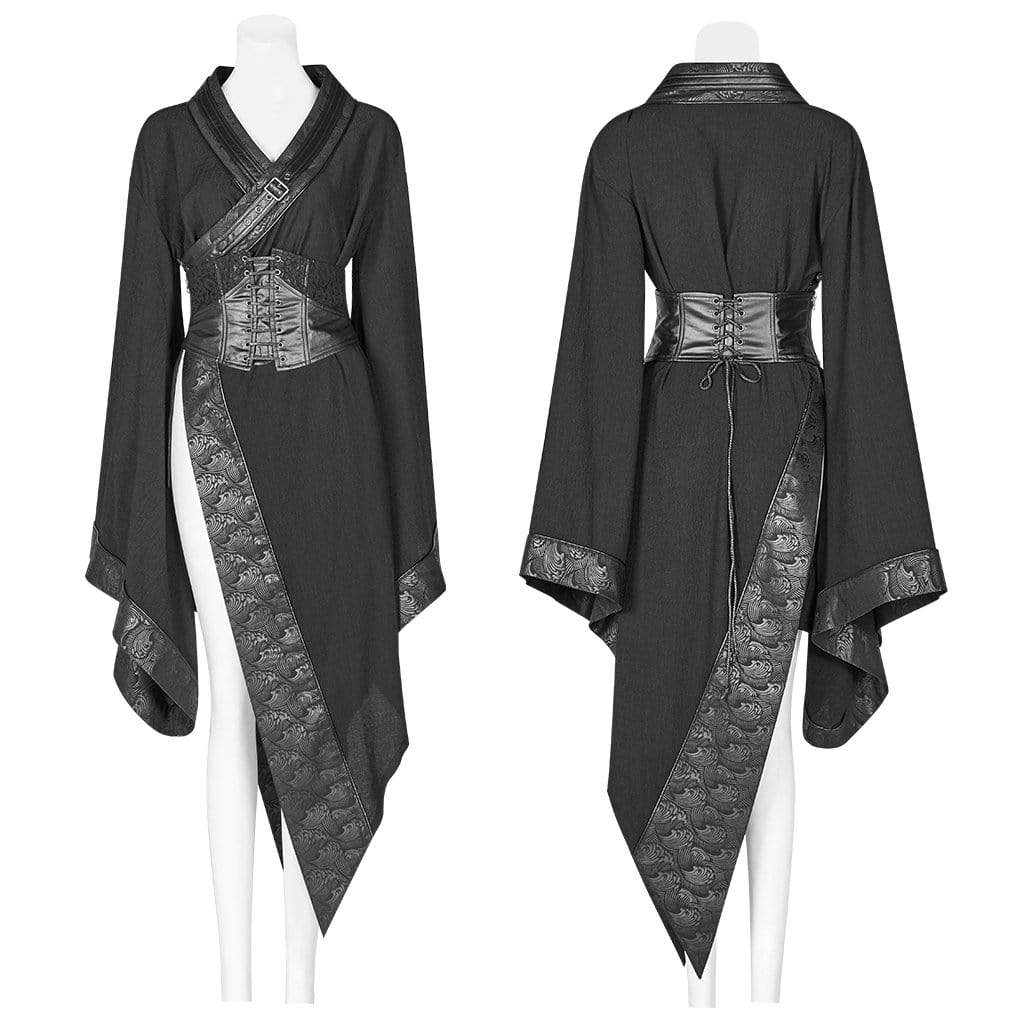 Women's Goth Japanese Kimono With Belt