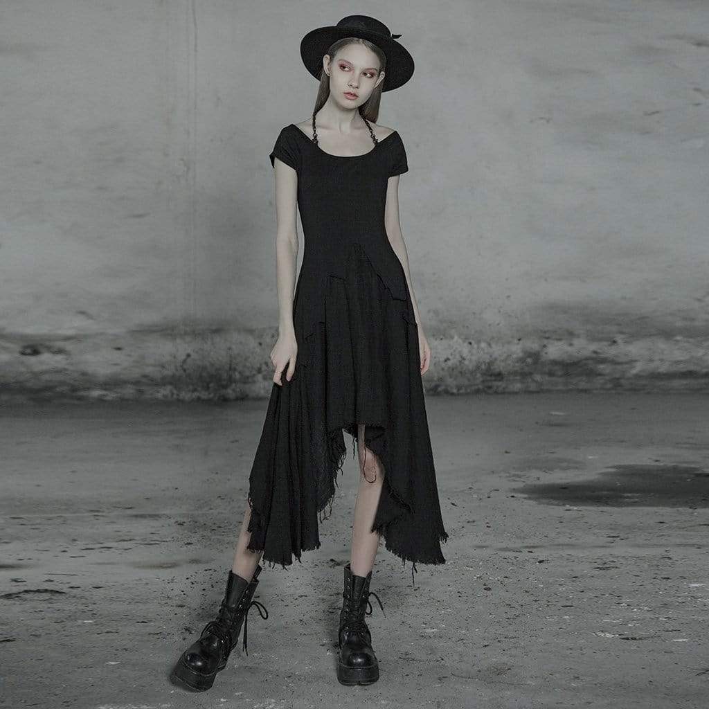 Women's Goth Lolita Irregular Maxi Dress