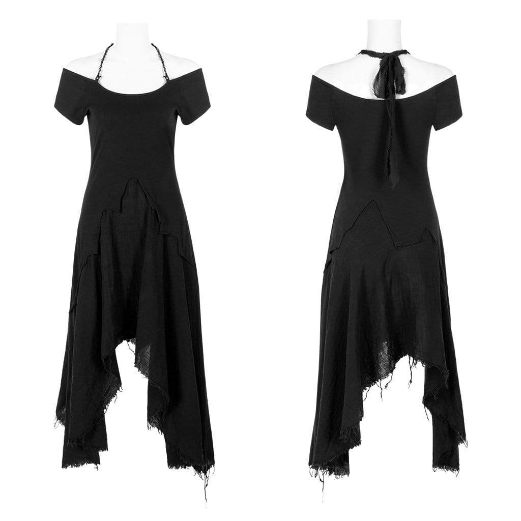 Women's Goth Lolita Irregular Maxi Dress