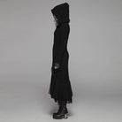 Women's Goth Multilayer Hooded Woolen Cardigan With Lace Sleeves
