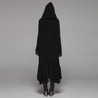 Women's Goth Multilayer Hooded Woolen Cardigan With Lace Sleeves