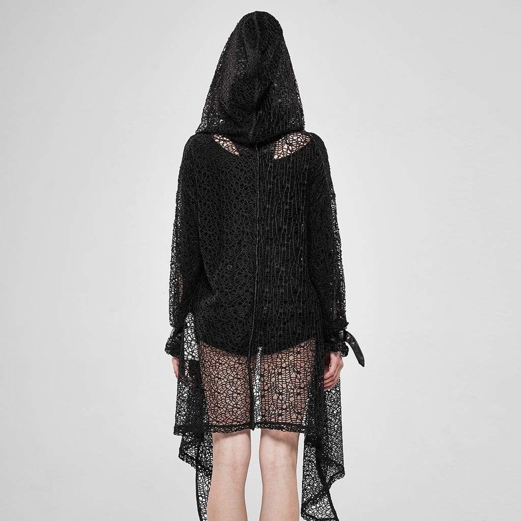 Women's Goth Net Irregular Hooded Coats