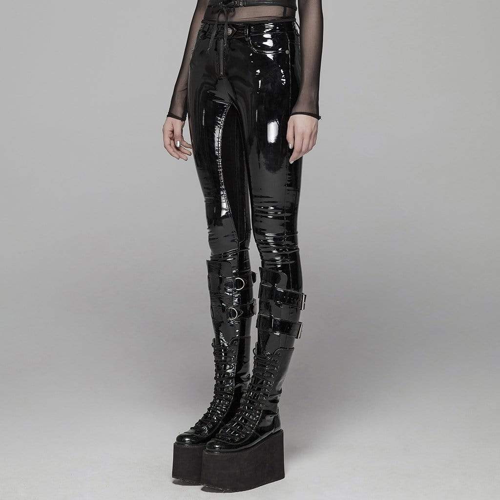 Women's Goth PVC Skinny Legging Pants