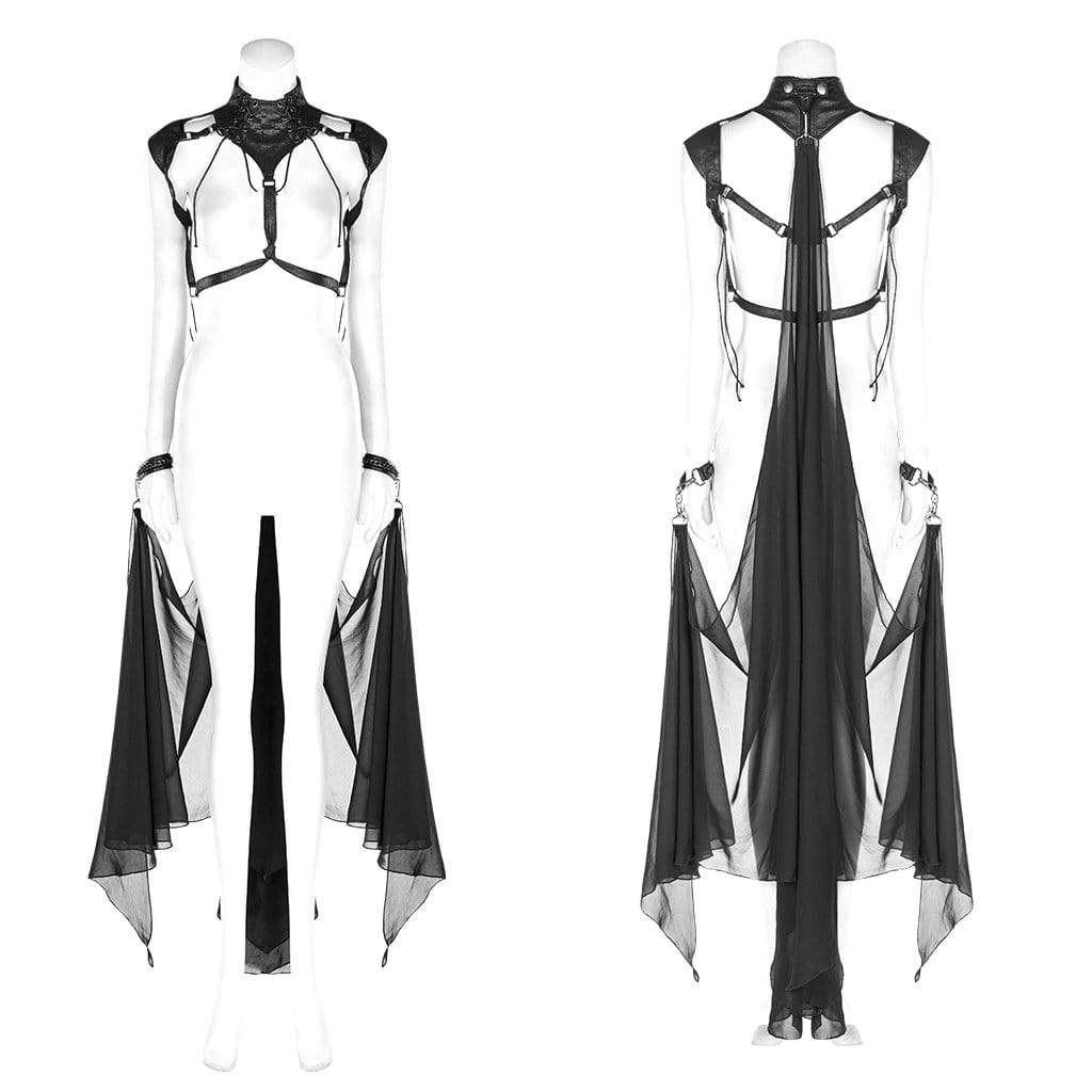 Women's Goth Stand Collar Cutout Bat Harness