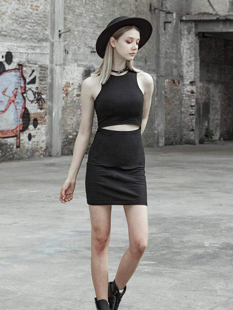 Women's Goth Two Piece Asymmetrical Mesh Dress