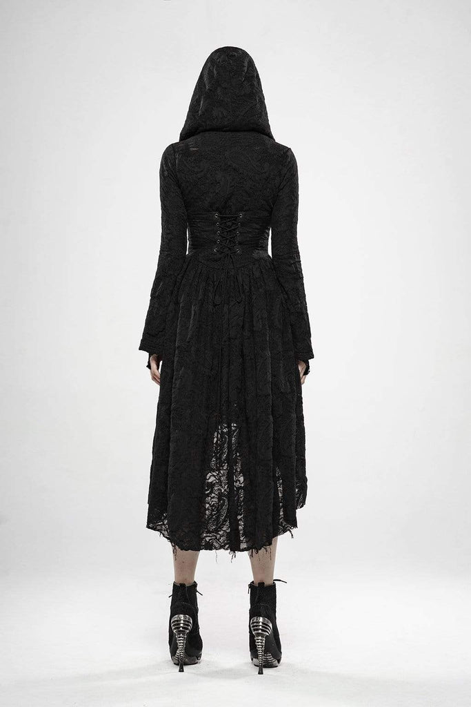 Women's Goth Witch Irregular Folded Dresses With Hood