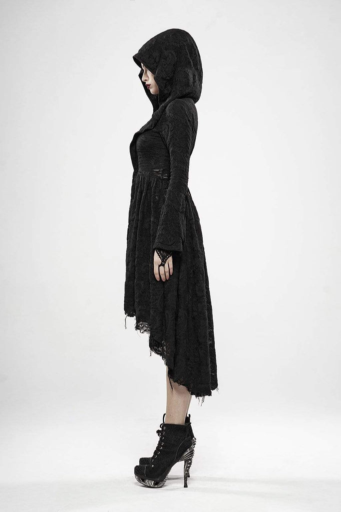 Women's Goth Witch Irregular Folded Dresses With Hood