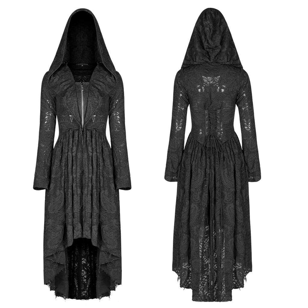 Women's Goth Witch Irregular Folded Dresses With Hood