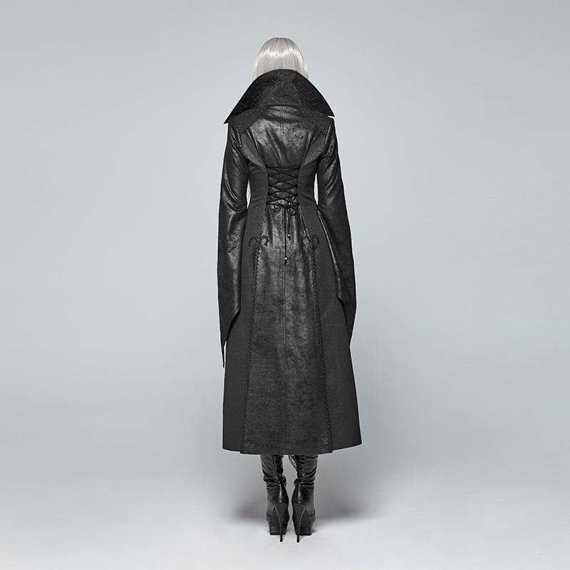 Women's Goth Witch Overcoat With Flare Sleeves