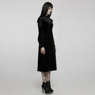 PUNK RAVE Women's Gothic Applique High-waisted Velet Maxi Dress