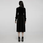 PUNK RAVE Women's Gothic Applique High-waisted Velet Maxi Dress