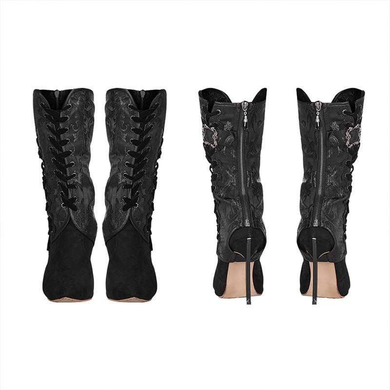Women's Gothic Buckle-up Jacquard Boots Cover