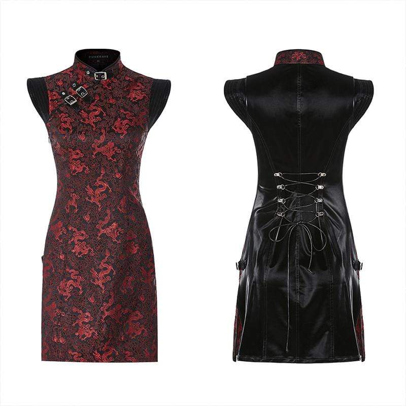 Women's Gothic Buckles Slim Fitted Cheongsam Dresses