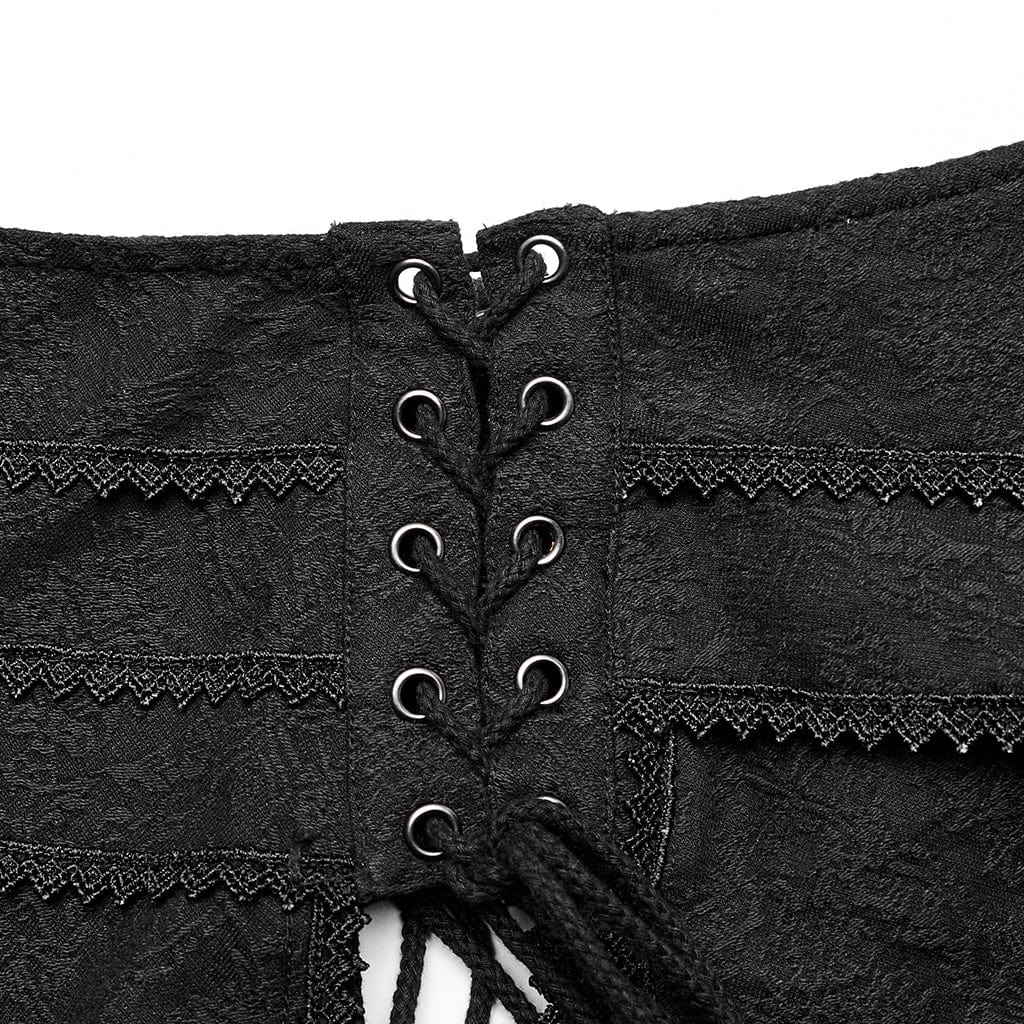 PUNK RAVE Women's Gothic Butterfly Embroidered Irregular Skirt