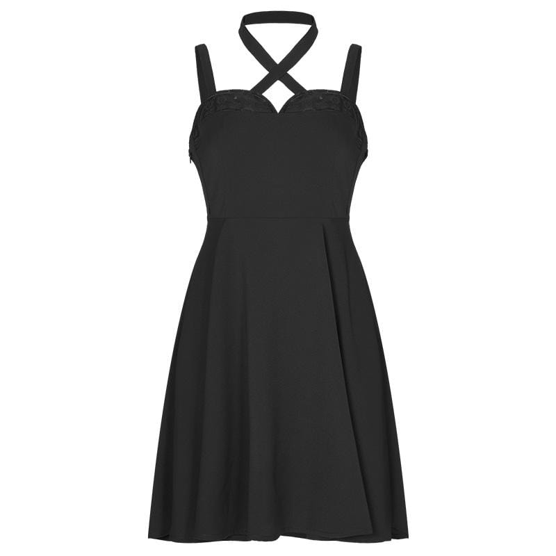 Women's Gothic Cross Halter Slip Dresses