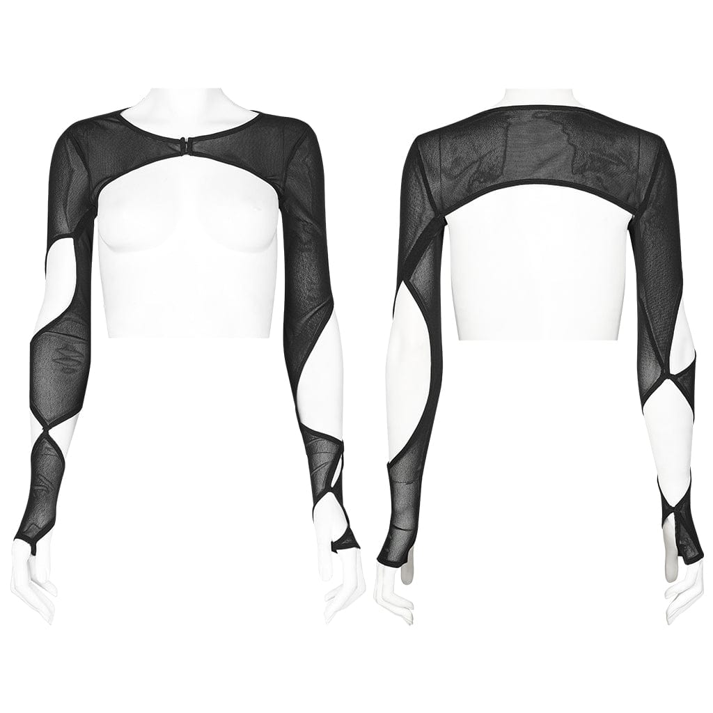 Punk Rave Women's Gothic Cutout Sheer Mesh Cape