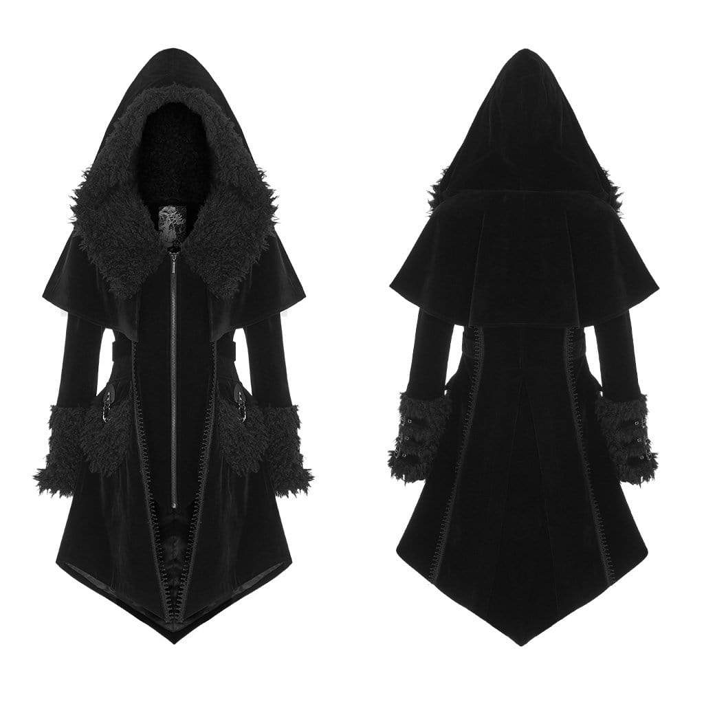 Women's Gothic Fake Two Pieces Hooded Cloak Coats