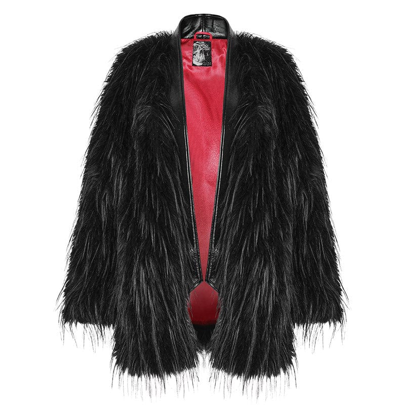 PUNK RAVE Women's Gothic Faux Fur Coat